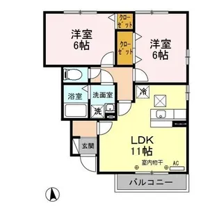 2LDKの間取り画像