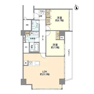 麹町三番町マンション【2階】の間取り