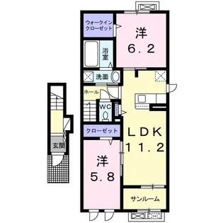 2LDKの間取り画像