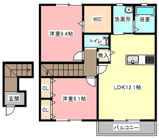 グラングレースE【2階】の間取り