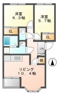 クレア雅【1階】の間取り