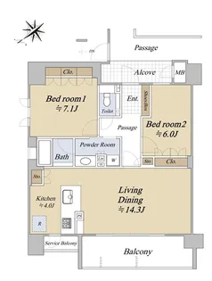ローレルコート京都下鴨【3階】の間取り