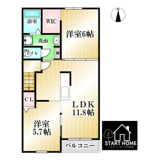 クラール蔵本公園B【2階】の間取り