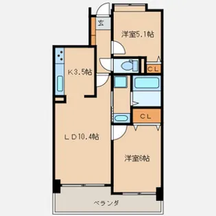 シュロスブルーメ大濠【3階】の間取り