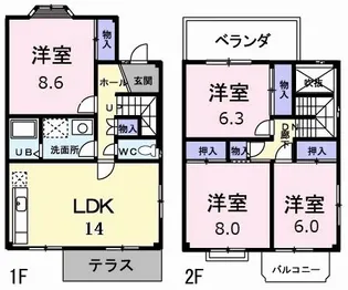 エナール観月坂【2階】の間取り
