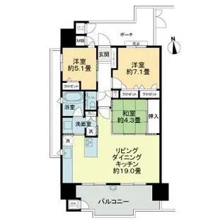 オーヴィジョン塩原【9階】の間取り