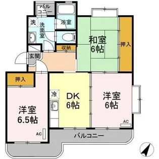 サンハイツ中浜【1階】の間取り