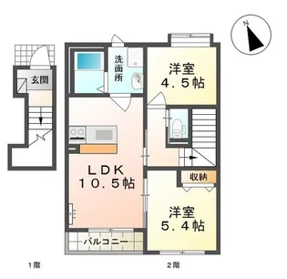 メゾン・ド・ドルチェB【2階】の間取り