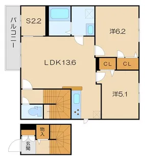 ラ・ボエーム沖野【2階】の間取り