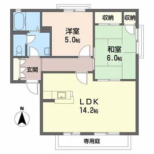 オークス 弐番館【1階】の間取り