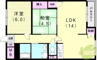 御影オークマンション【3階】の間取り