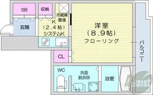 ラフィネタワー札幌南3条【7階】の間取り
