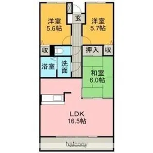 グランドヒルズ鈴木【3階】の間取り