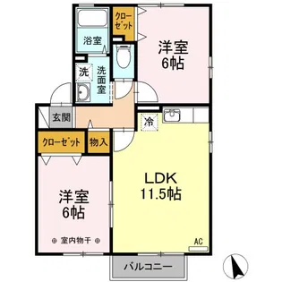 クワトロピーチタウン I【2階】の間取り