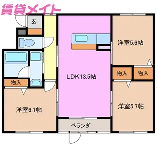 河原田フォーラム6【3階】の間取り