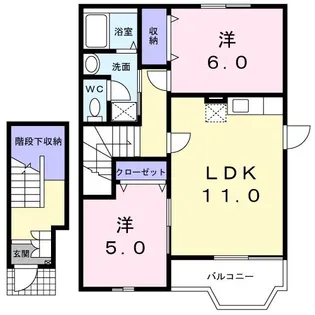 福島県福島市方木田字辻ノ内【アパート】の間取り