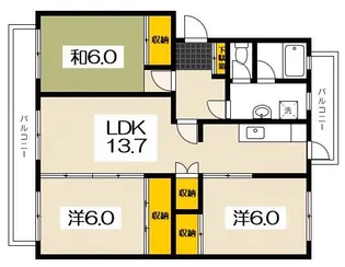 K’sB SATSUKIGAOKAII【2階】の間取り