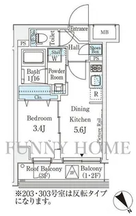 東京都世田谷区三軒茶屋1【マンション】の間取り
