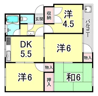 神陵台北住宅65号棟【2階】の間取り