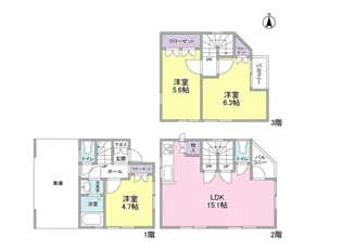 東京都世田谷区三軒茶屋2【一戸建】の間取り