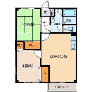 パティオ中川原【1階】の間取り