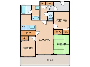 セレッソコート甲子園口【4階】の間取り