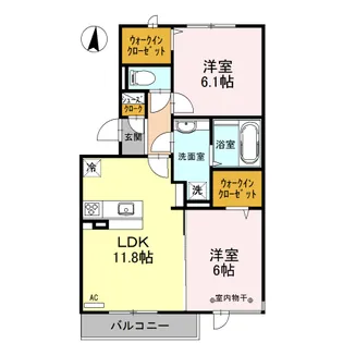 ロイジェントパークスレイクタウン III E【1階】の間取り