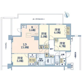 プラウド向ヶ丘遊園【4階】の間取り