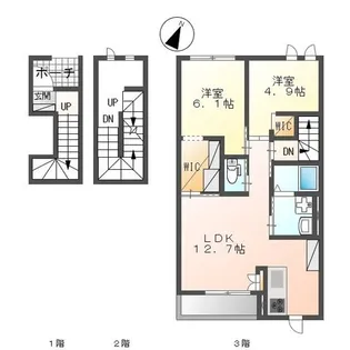 プルトゥジュール【3階】の間取り