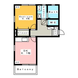 フラワーヒルズ新井【1階】の間取り