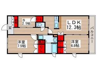 パ-クテラス・イ-リス【4階】の間取り