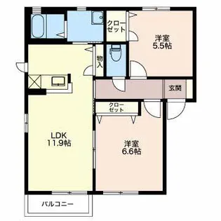 ウッドヴィラ B【2階】の間取り