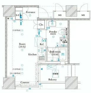 ザ・タワー芝浦【7階】の間取り