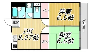 市隆ハイツ塚口【5階】の間取り