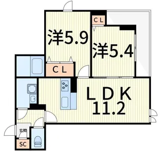 セレスティア細田C【1階】の間取り