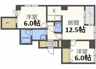 レーベン野幌【5階】の間取り