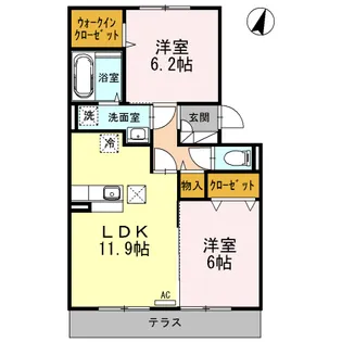グランレーヴD【1階】の間取り