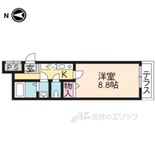フラッティ堀川北山【1階】の間取り