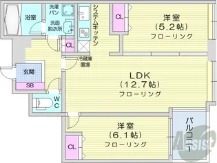 ラフィネタワー札幌南3条【22階】の間取り