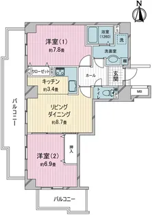 御影ロジュマン601号【6階】の間取り