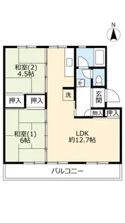 2LDKの間取り画像