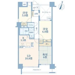 ヴィルヌーブ豊島園【12階】の間取り