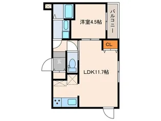 ポ-ラスタ-11th星ヶ丘山手【1階】の間取り