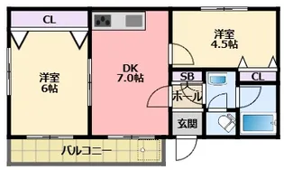 ハイツ室川1【1階】の間取り