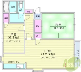 渡幸ベルメゾン栗生B棟【2階】の間取り