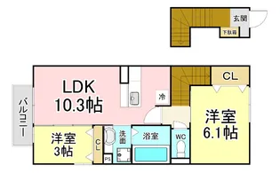 福岡県北九州市小倉南区上石田2【アパート】の間取り