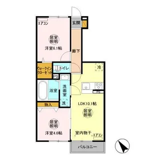 茨城県ひたちなか市大字中根【アパート】の間取り