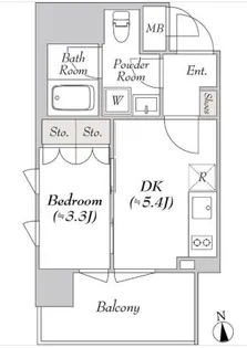 1DKの間取り画像