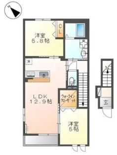 ライジングムサシ【2階】の間取り