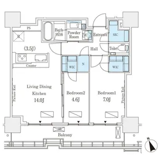 ロイヤルパークス品川【15階】の間取り